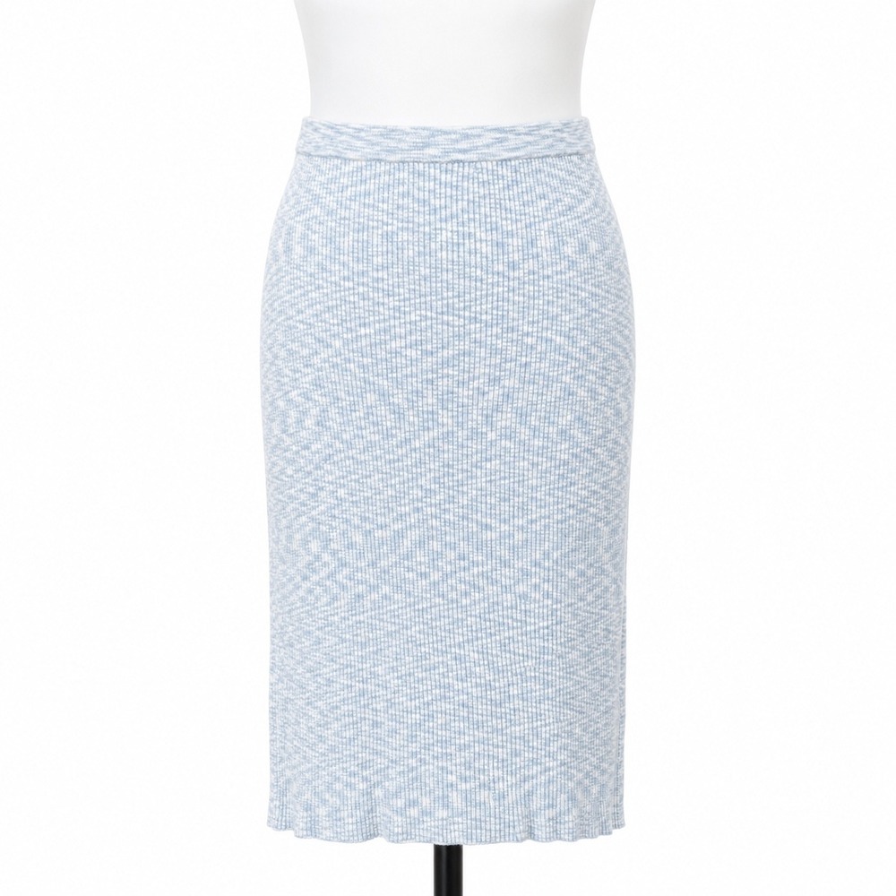 House‎ of Harlow 1960 Skirt Women L Blue White Space Dye Ribbed Knit Side Slit